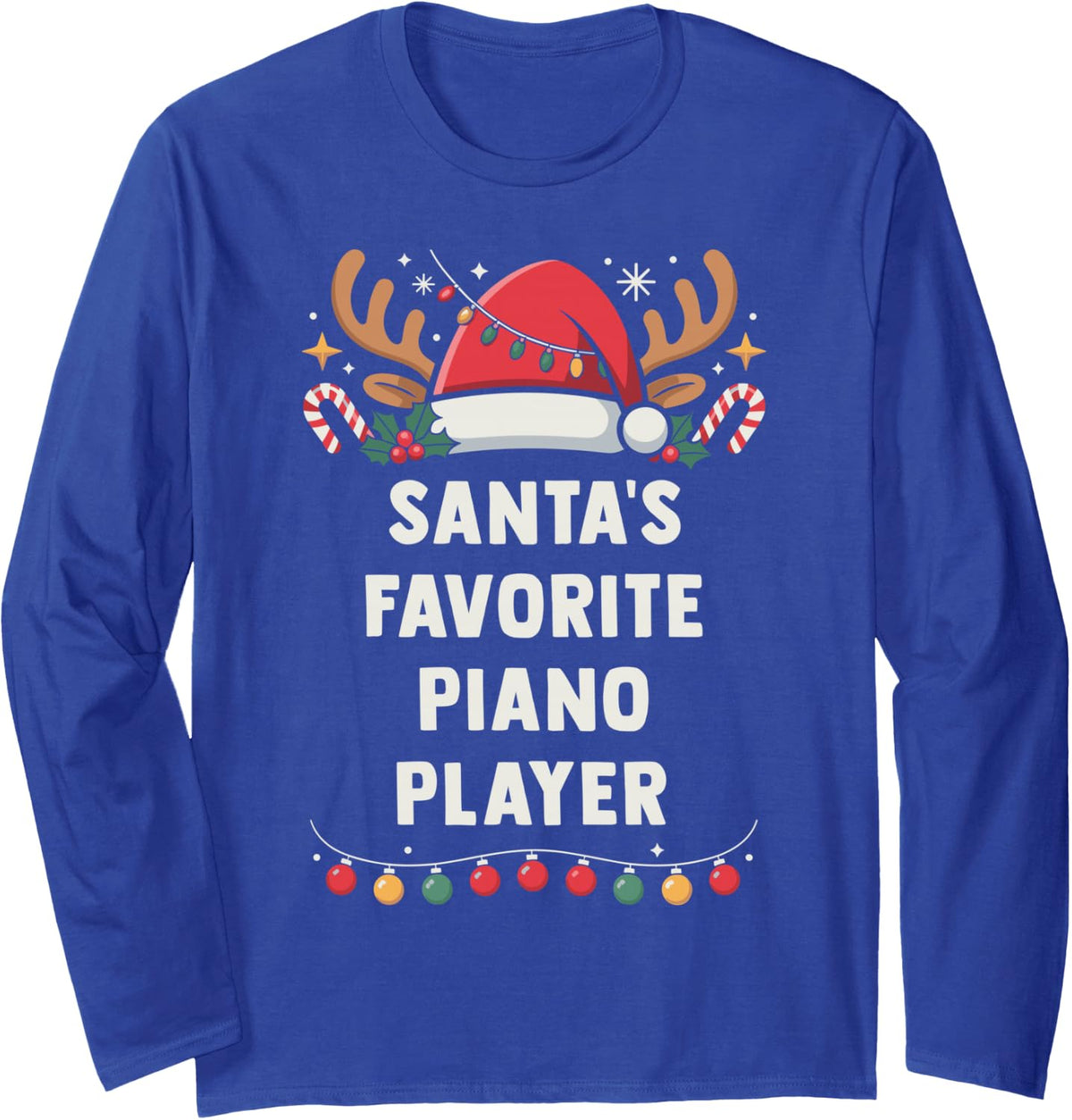 Santa's Favorite Piano Player Christmas Concert Band Squad Long Sleeve T-Shirt - Adult Unisex Royal Blue