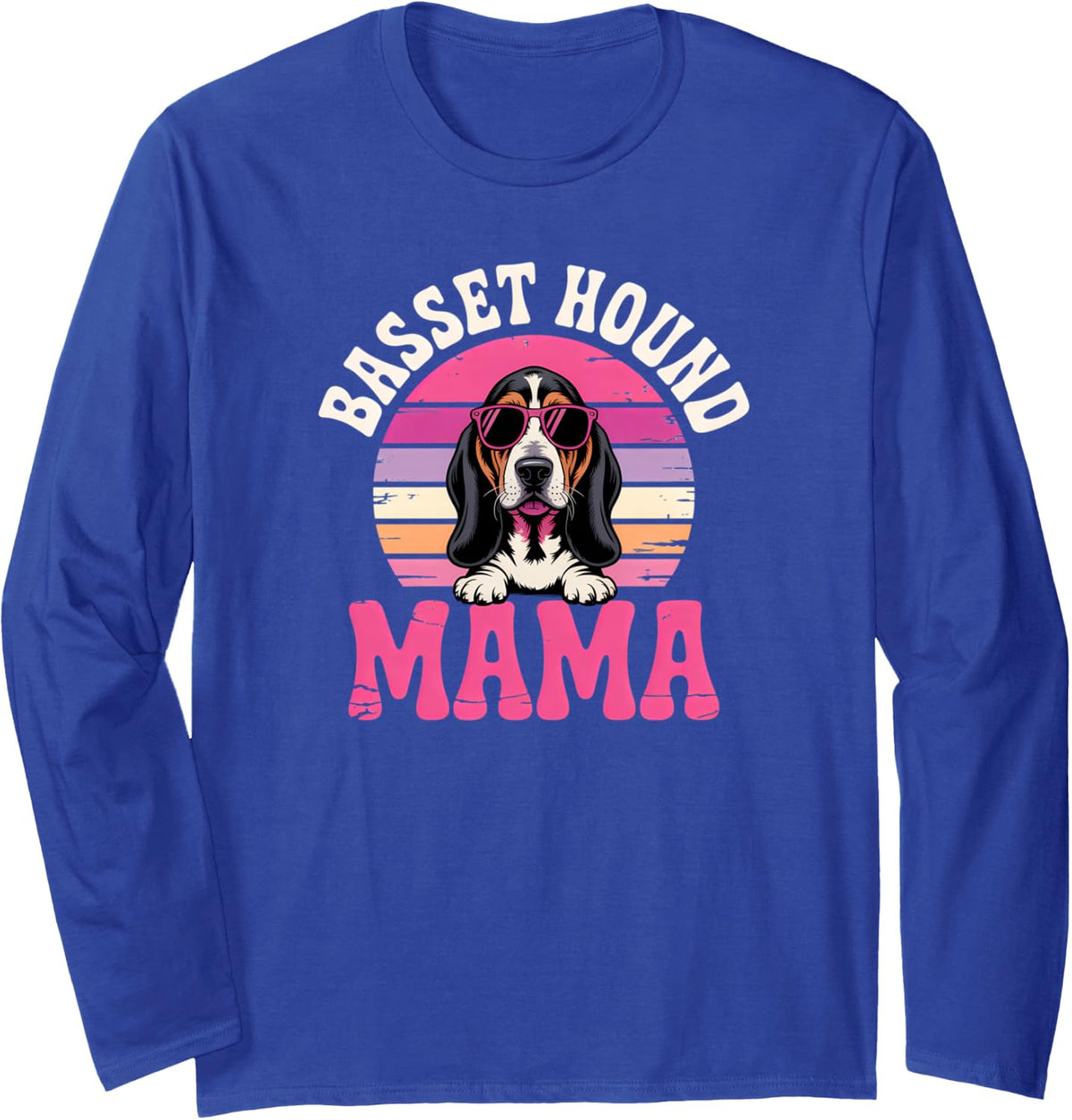 Basset Hound Mama Long Sleeve T-Shirt - Adult Unisex Royal Blue