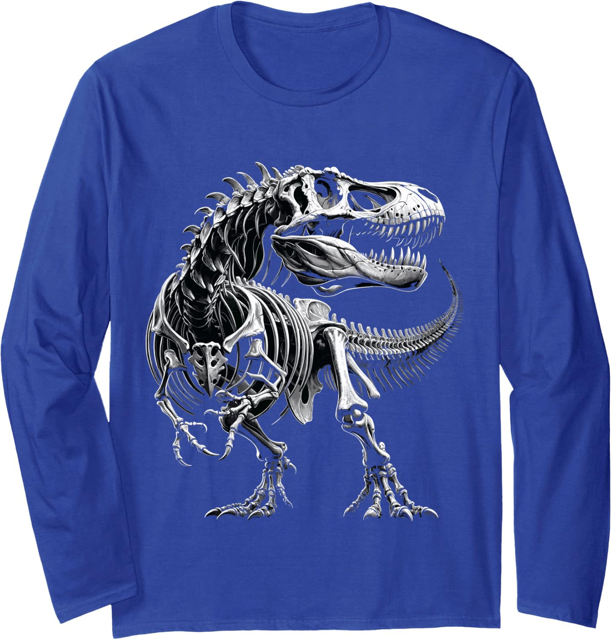 T-Rex Fossil Skeleton Dinosaur Bones Paleontologist Long Sleeve T-Shirt - Adult Unisex Royal Blue