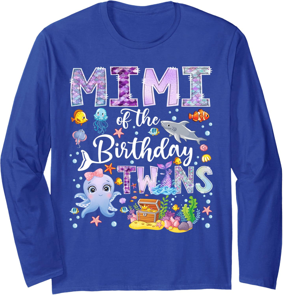 Mimi of The Birthday Twins Under The Sea Mermaid Long Sleeve T-Shirt - Adult Unisex Royal Blue