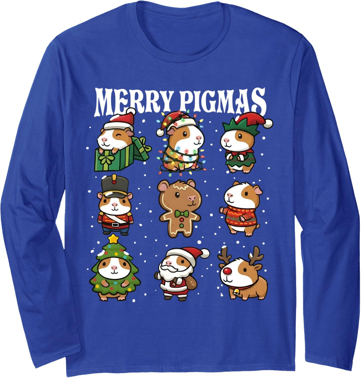 Christmas Guinea Pig Xmas Santa Guinea Pig Pajama Kids Girls Long Sleeve T-Shirt - Adult Unisex Royal Blue