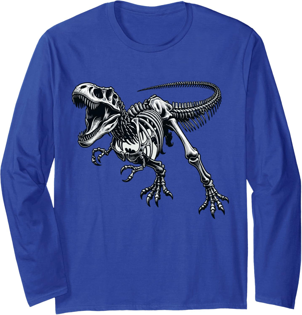 T-Rex Fossil Paleontologist Dinosaur Bones Long Sleeve T-Shirt - Adult Unisex Royal Blue