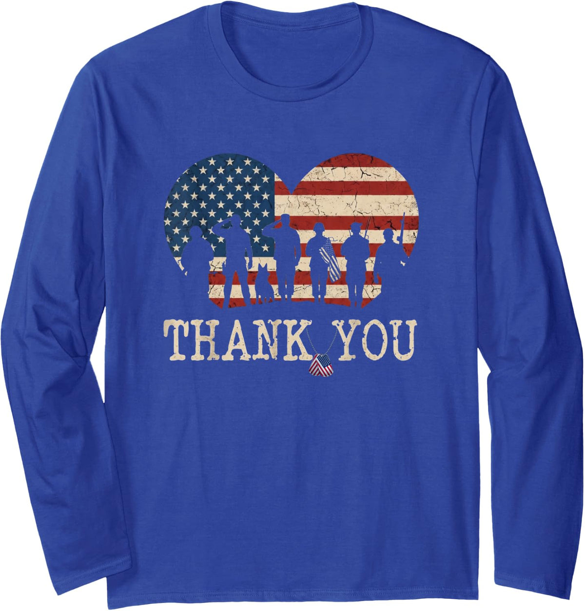 Veterans Day Shirt Gifts Thank You Veterans Tshirt Proud Tee Long Sleeve T-Shirt - Adult Unisex Royal Blue