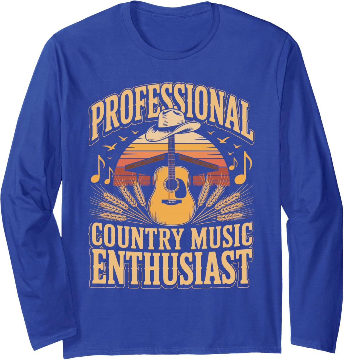 Professional Country Music Long Sleeve T-Shirt - Adult Unisex Royal Blue