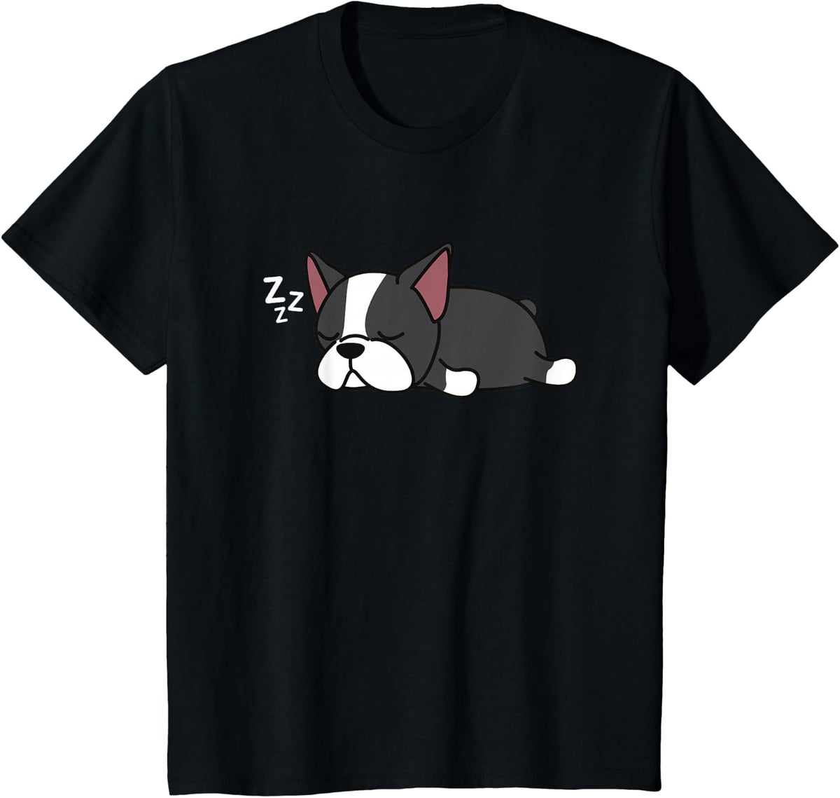 Cute Boston Terrier Tired Sleeping Animal Bostie Puppy Dog T-Shirt for Men Women Girls Kids - Black