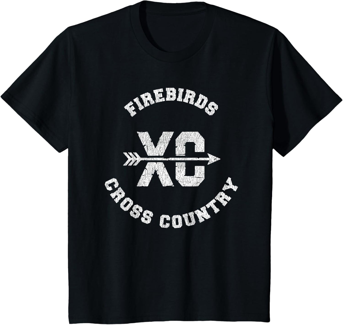 Firebirds Cross Country Retro Distressed XC Running T-Shirt - Black