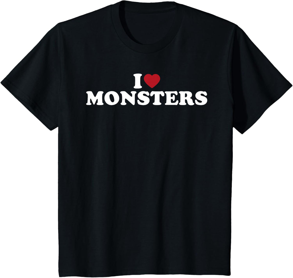 I Love Monsters Funny Horror Lover Retro Style T-Shirt - Black