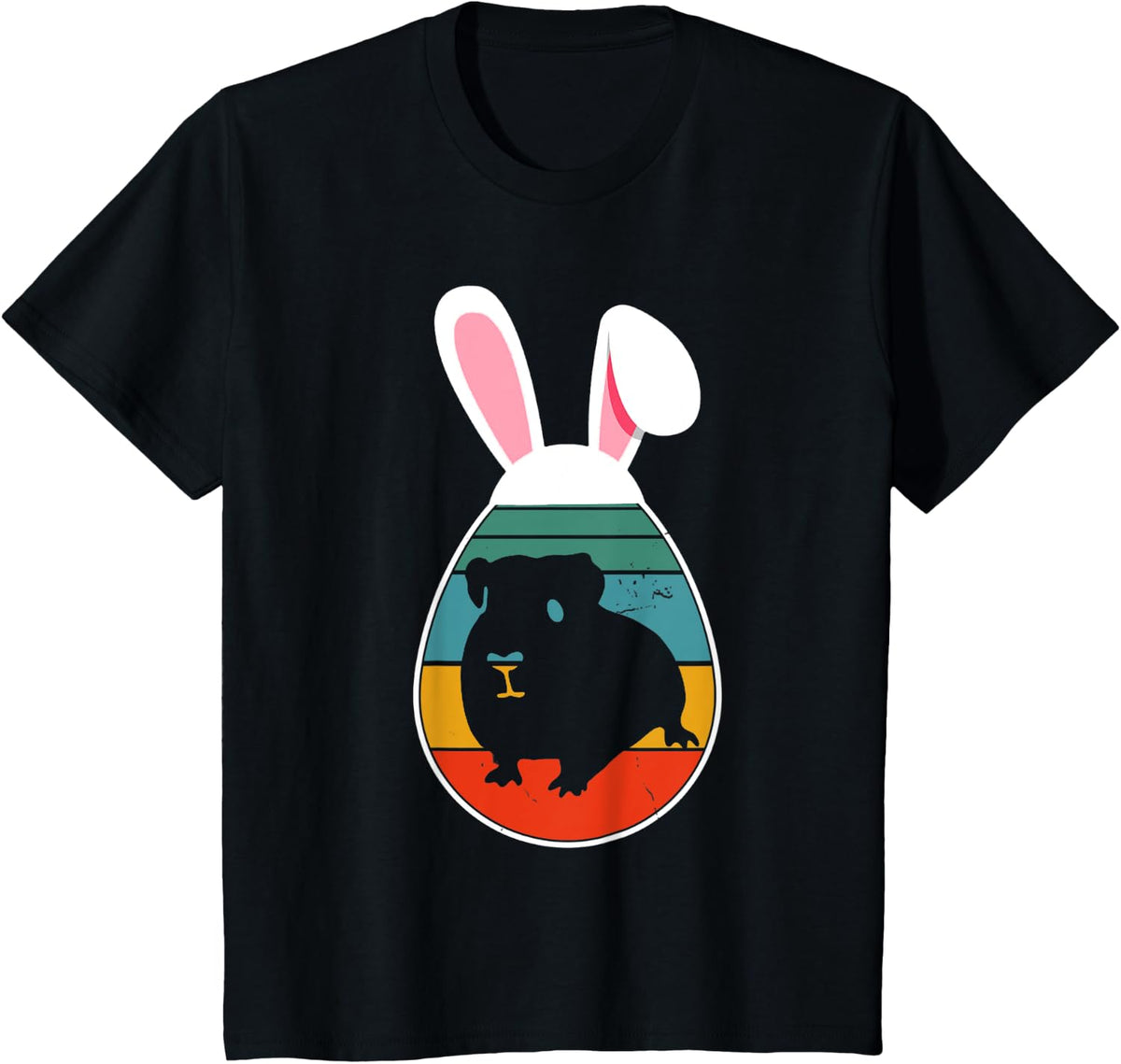 Vintage Guinea Pig In Easter Egg Bunny Guinea Pig Lover T-Shirt - Black