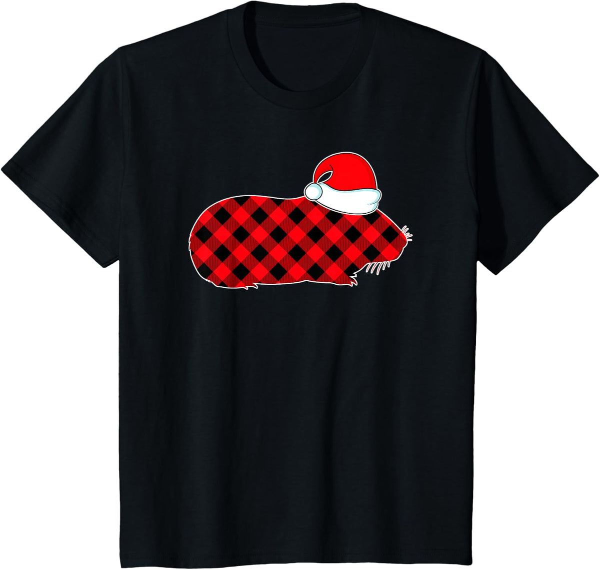 Red Plaid Guinea Pigs Pajama Family Buffalo Christmas Gifts T-Shirt - Black