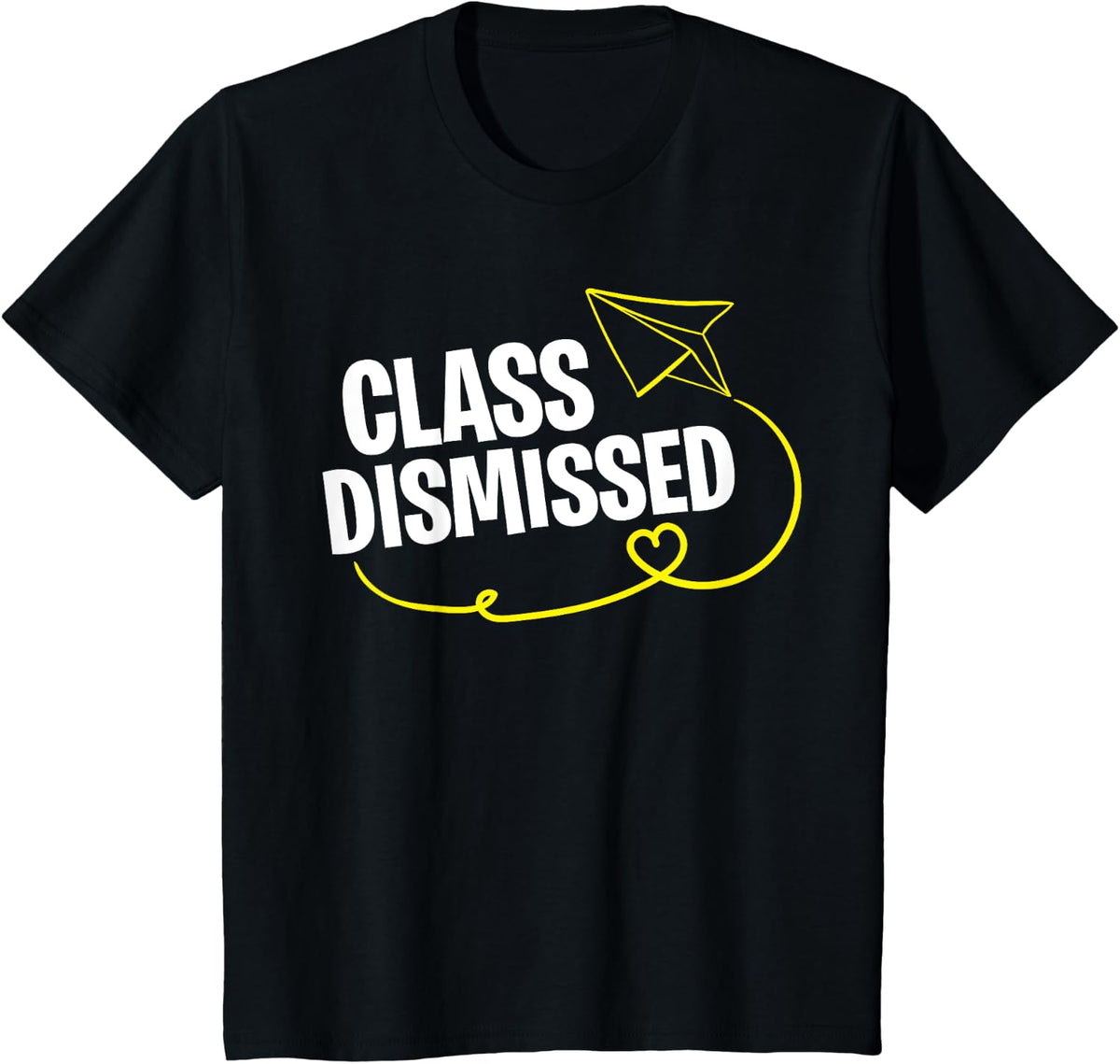 Last Day of School Class Dismissed Paper airplane Teacher Men Women Kids T-Shirt - Black