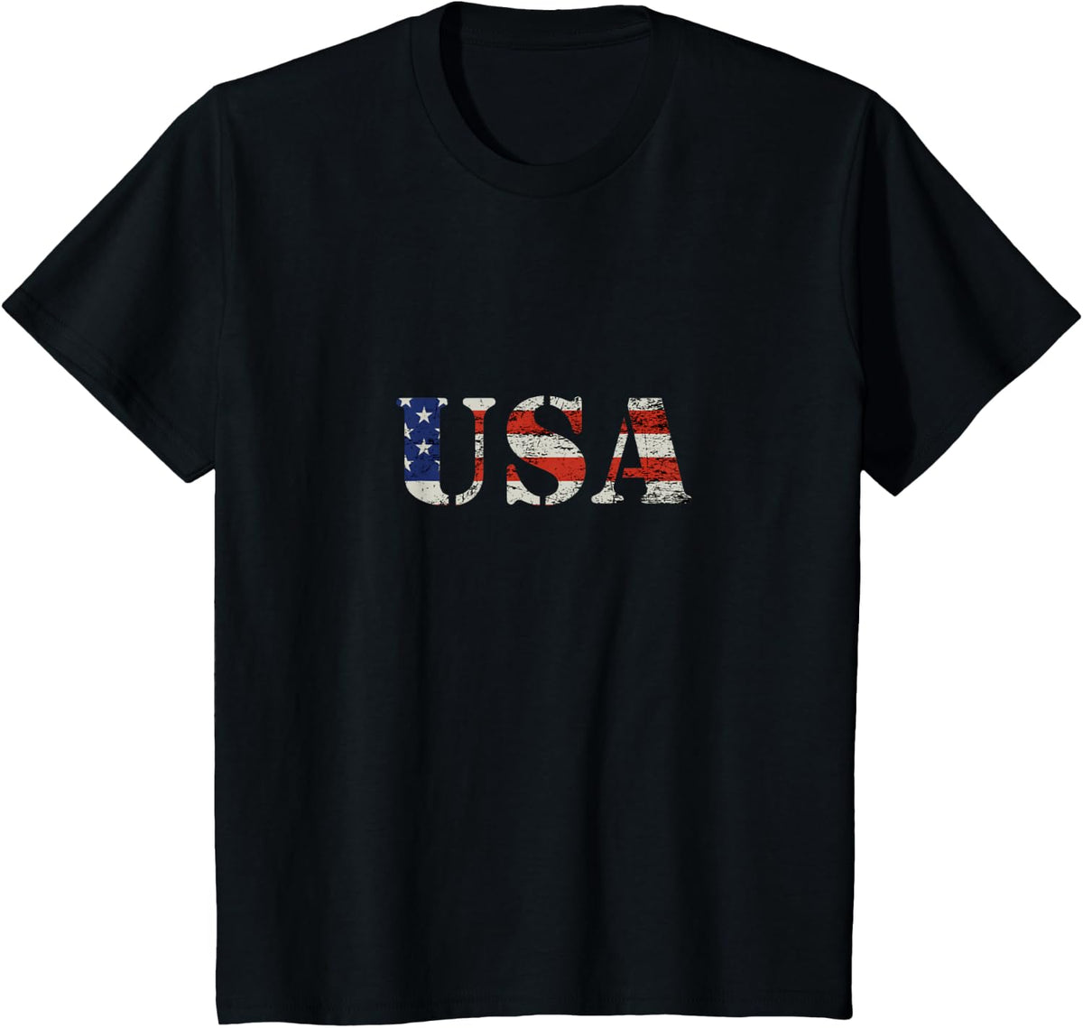 USA American Flag Patriotic Women Men Kids Red White Blue T-Shirt - Black