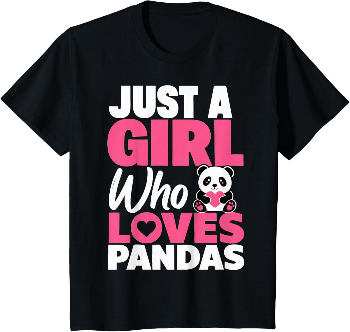 Cute Girl Panda Lover T-Shirt - Black
