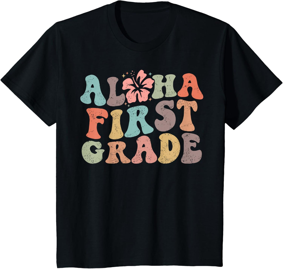 Aloha First Grade Teacher Summer Vacation Beach Hawaiian T-Shirt - Black
