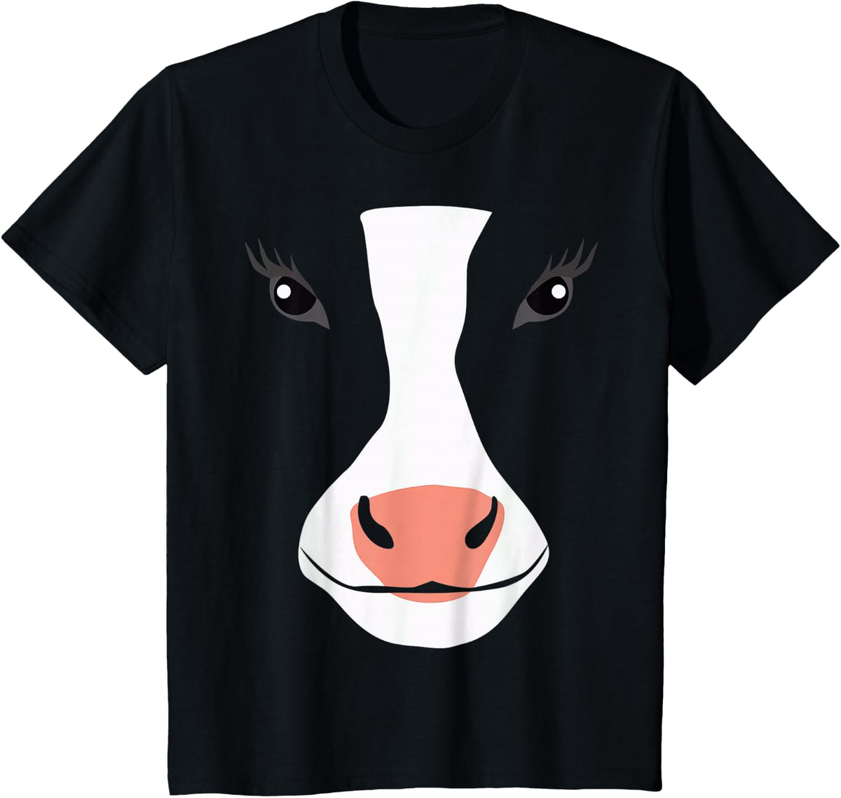 Cow Face Funny Cute Farm Animal Costume Tee for Kids & Adult T-Shirt - Black