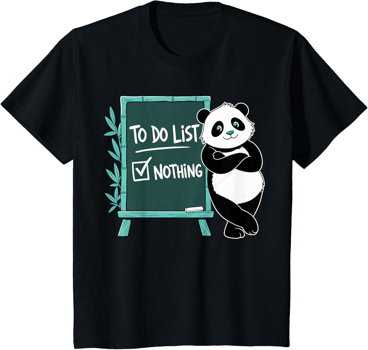Lazy Panda Bear T-Shirt - Black