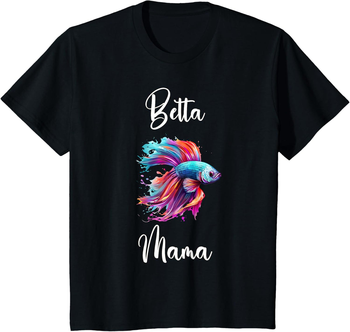 Betta Fish Family TShirtz & More Betta Mom Betta Fish Mama T-Shirt - Women's X-Small Black V-Neck Short Sleeve Cotton
