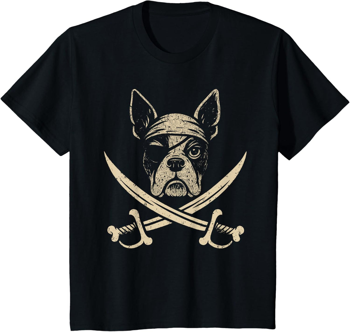 Vintage Pirate Boston Terrier Crossbones Dog Lover T-Shirt - Black