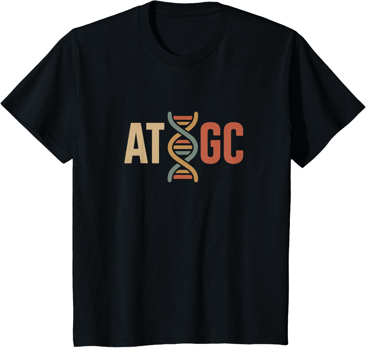 ATGC DNA Helix | Retro Genetics Biology Science Evolution T-Shirt - Black