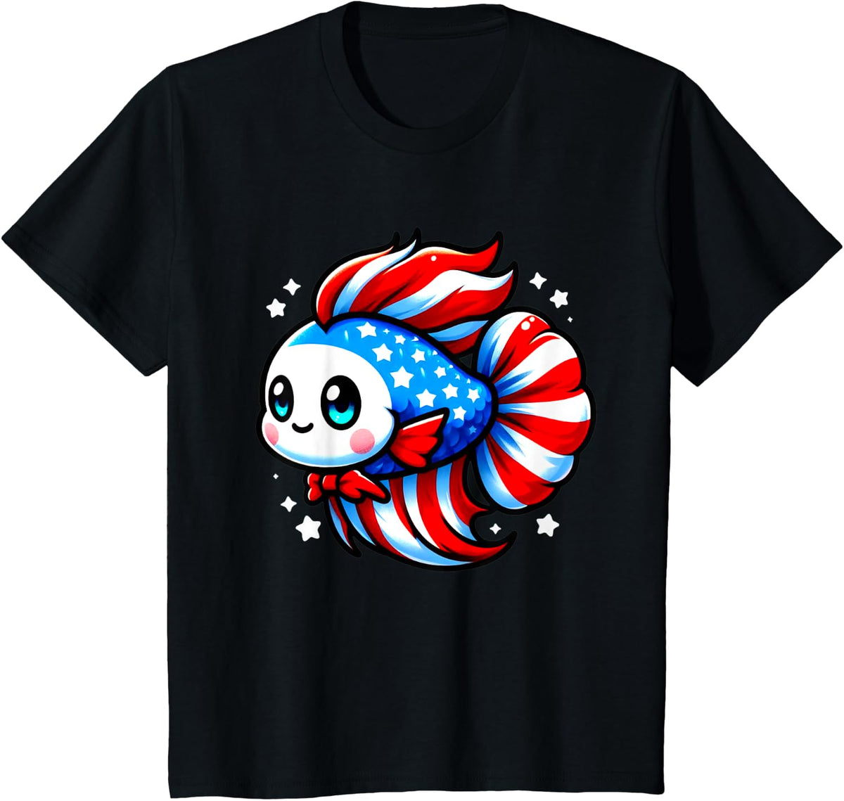 4th Of July Fish Betta America Independence Day Betta Fish T-Shirt - Black