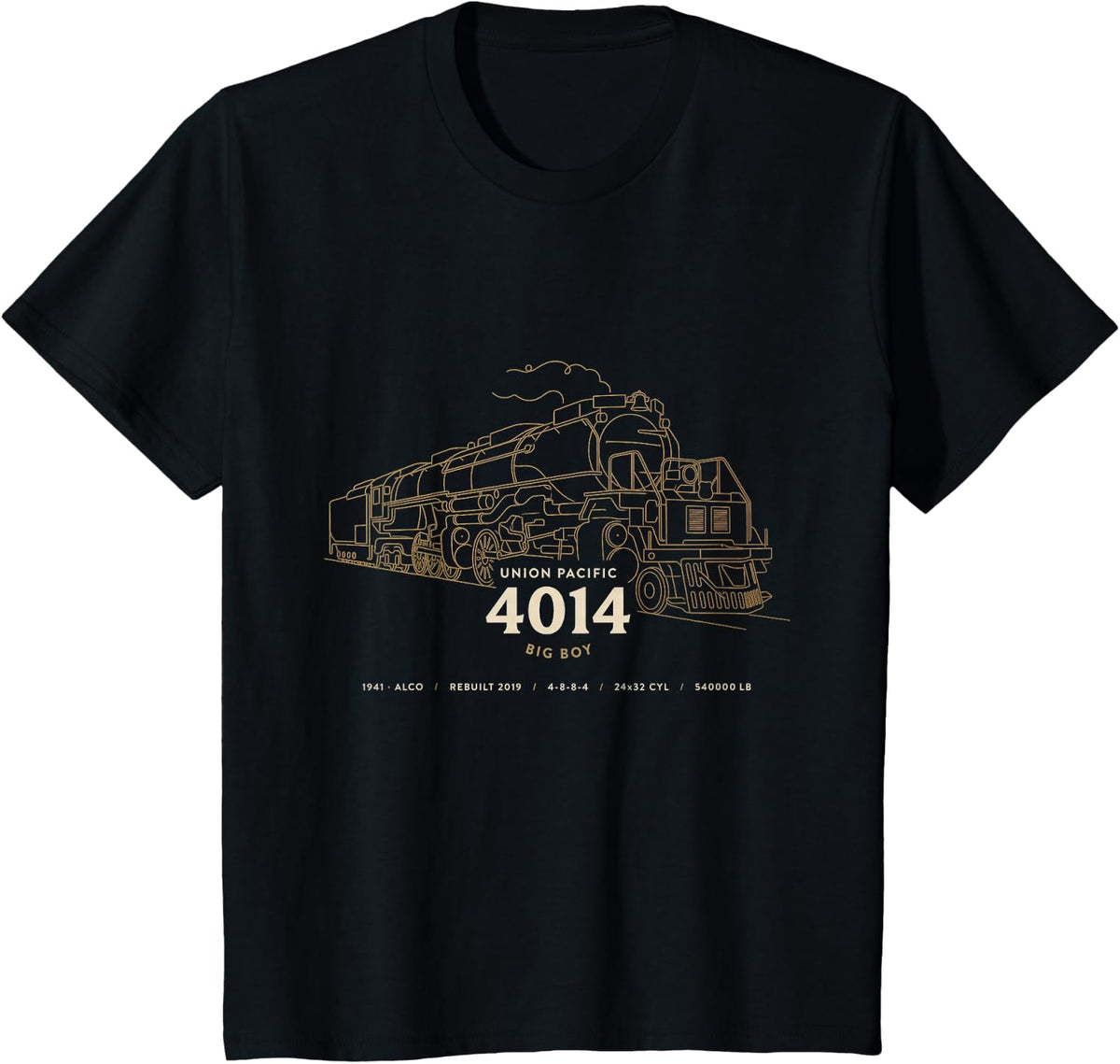 Big Boy 4014 Vintage Steam Locomotive Railroad T-Shirt - Black