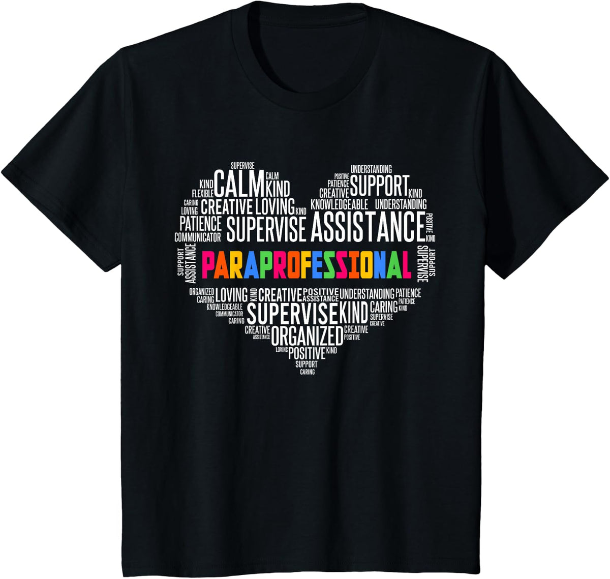 Paraprofessional Heart para Teacher Paraeducator Back School T-Shirt - Black