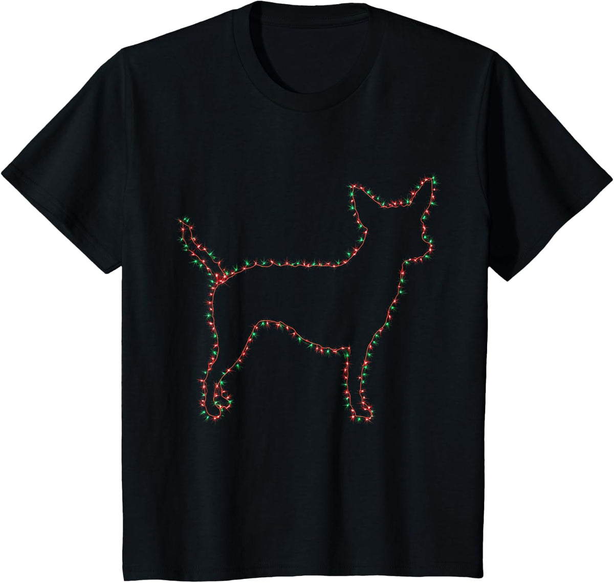Chihuahua Christmas Lights Festive Funny Cute Xmas Dog T-Shirt - Black