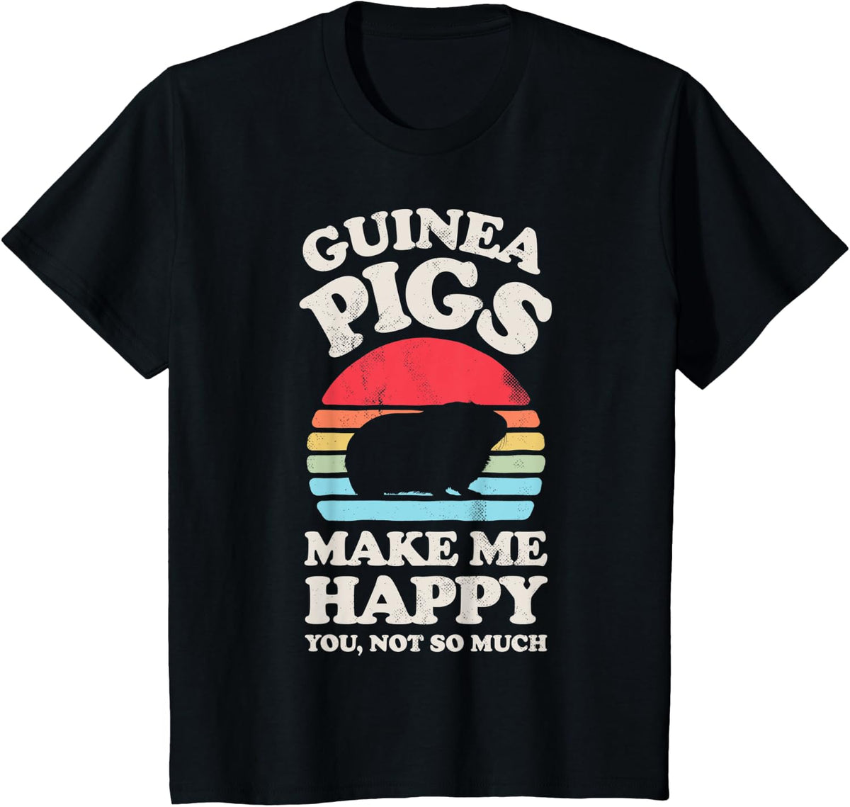 Guinea Pigs Make Me Happy Guinea Pig Rodent Lover Retro Men T-Shirt - Black
