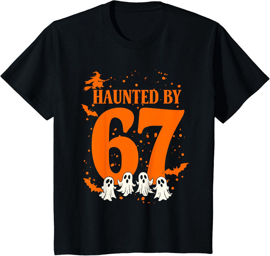 Haunted by 67 Funny Halloween Meme Witch Bats Ghosts T-Shirt - Black