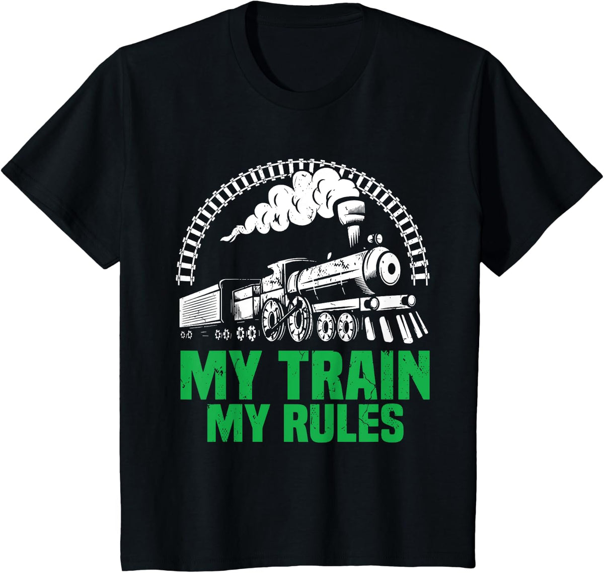 Funny Railroad Steam Train T-Shirt - Black