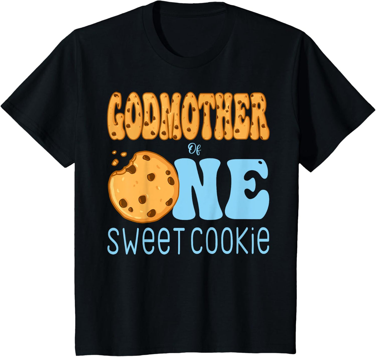 GodMother Of One Sweet Cookies And Milk Birthday Party T-Shirt - Black