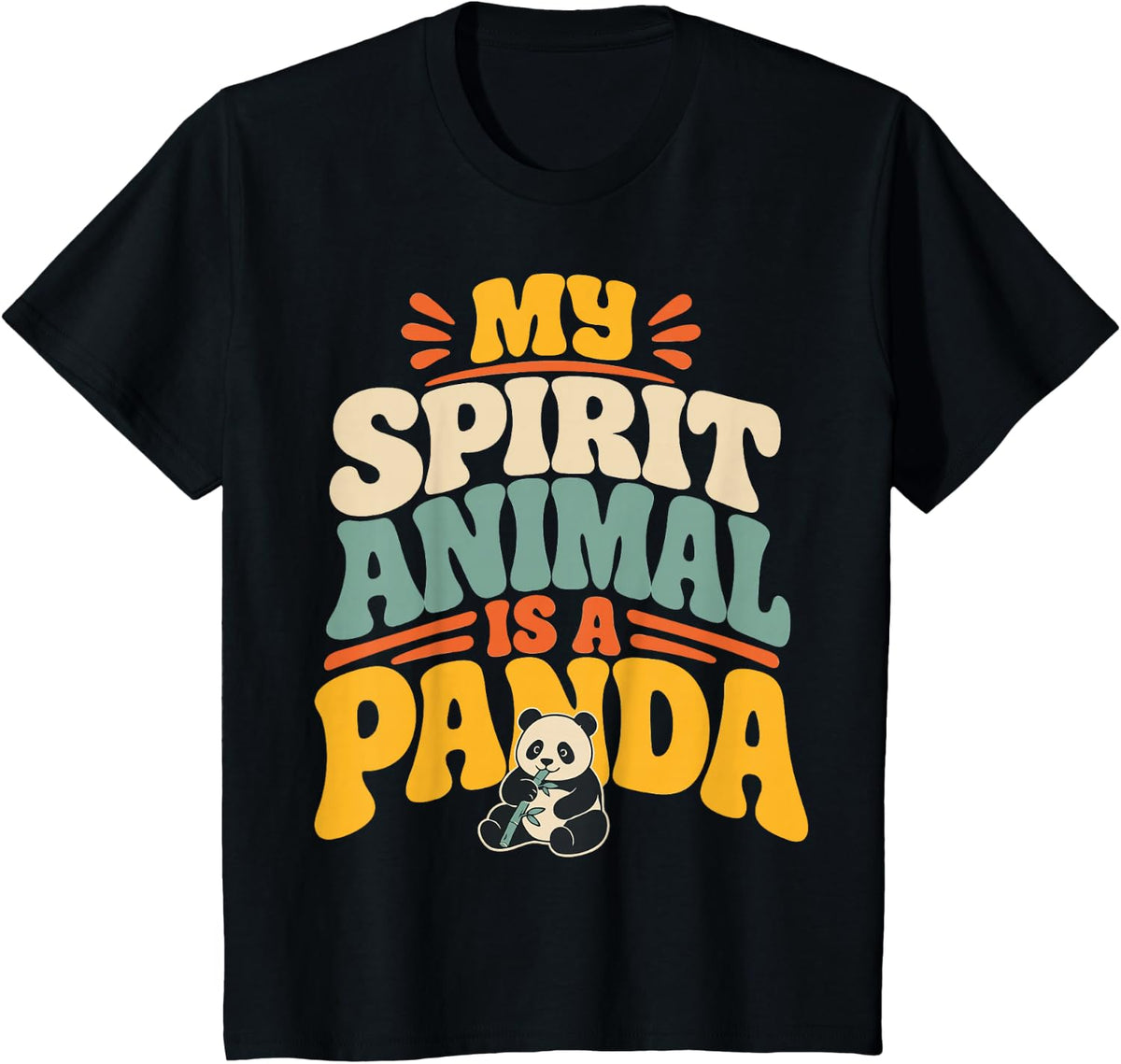 Retro Panda Spirit Animal Panda Bear T-Shirt - Black