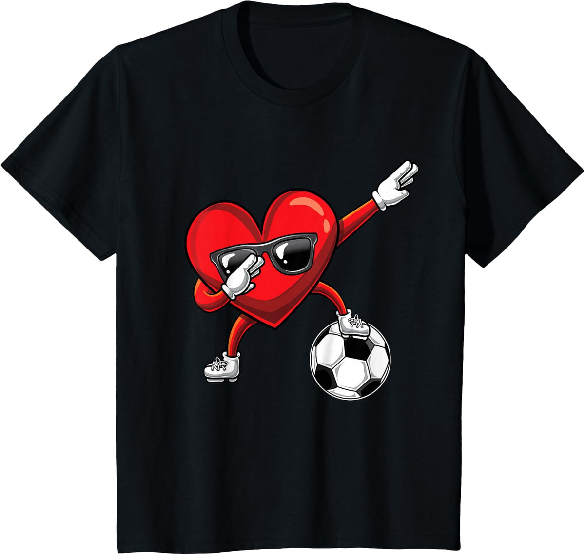 Dabbing Heart Dab Cute Valentines Day Boys Soccer Gift T-Shirt - Black