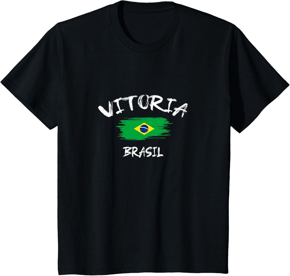 Vitoria Brasil Souvenir Brazilian Country Flag Brushed T-Shirt - Black