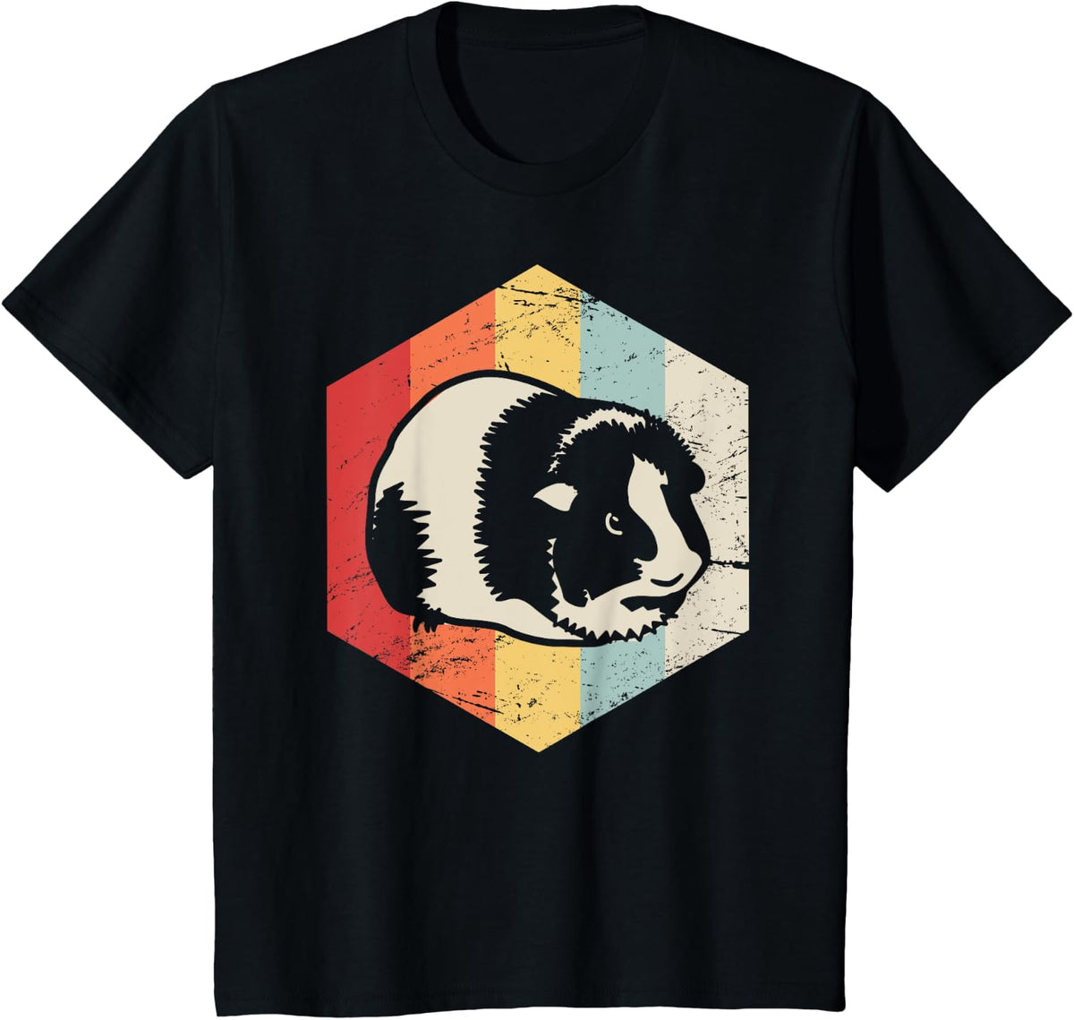 Retro Style Pet Guinea Pig T-Shirt - Black