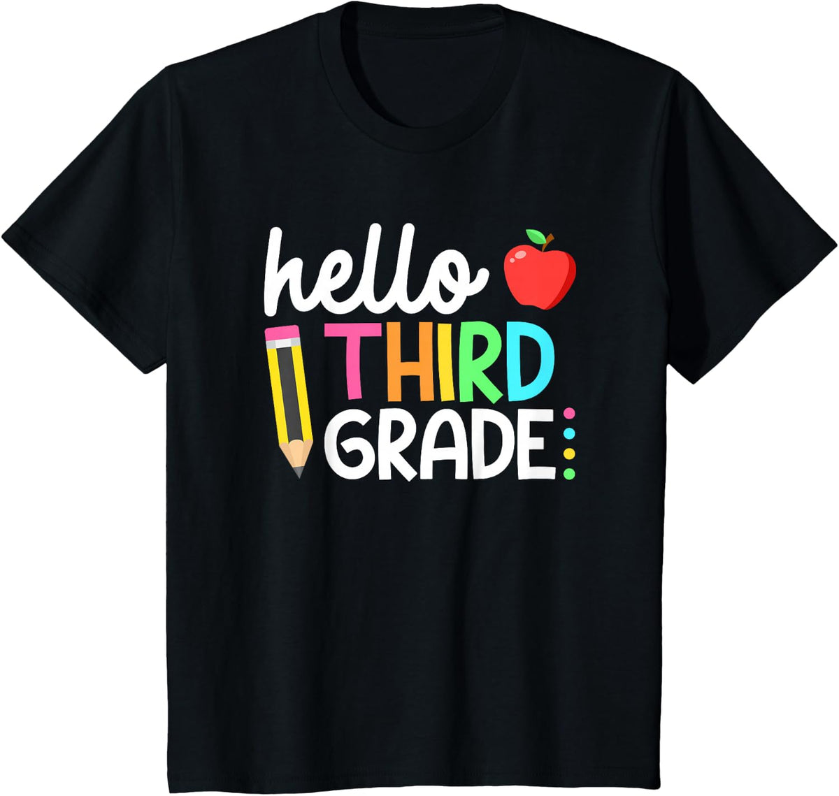 Hello Third Grade Team 3rd Grade Back to School Teacher Kids T-Shirt - Black