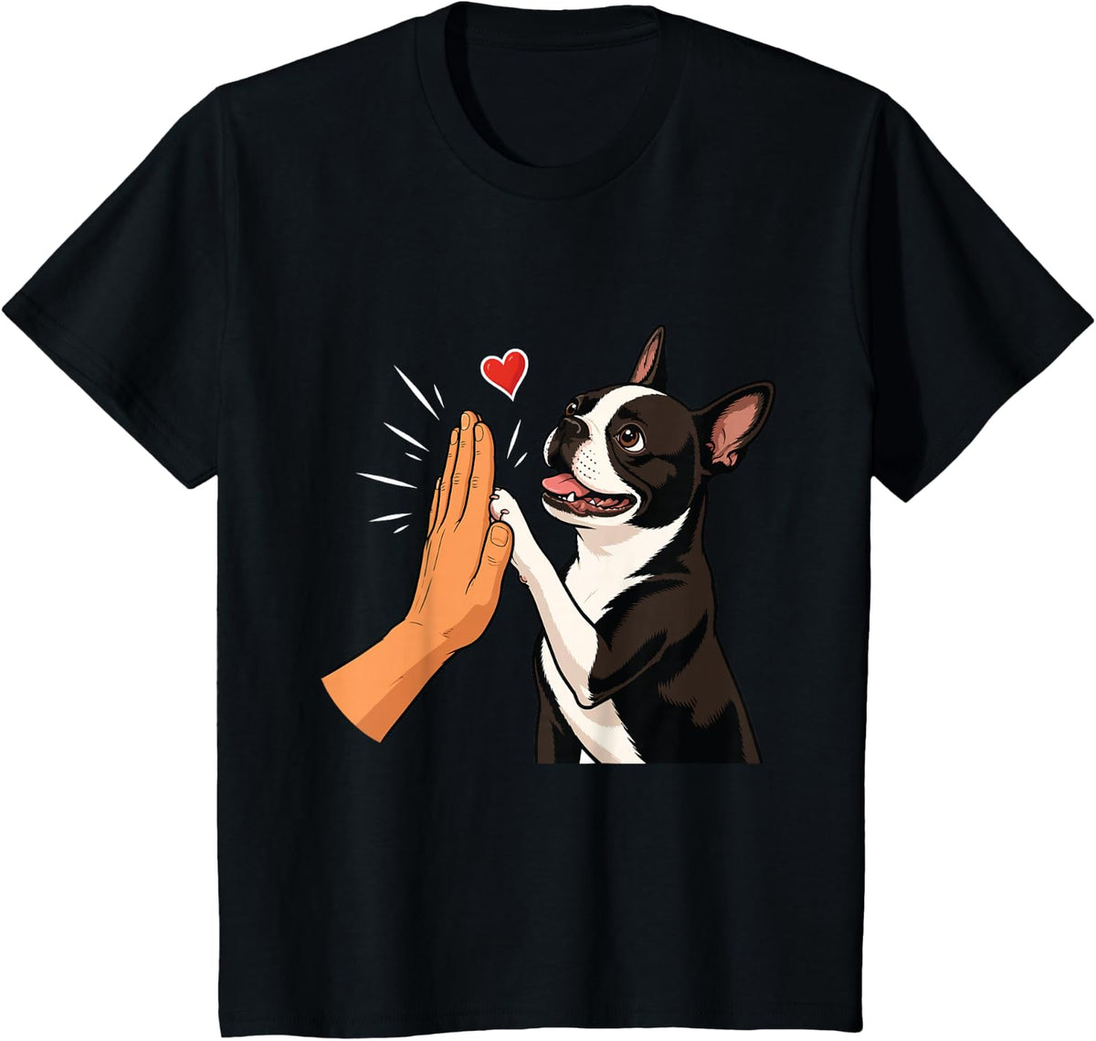 Boston Terrier High Five - Boston Bull Terrier Mom T-Shirt - Black