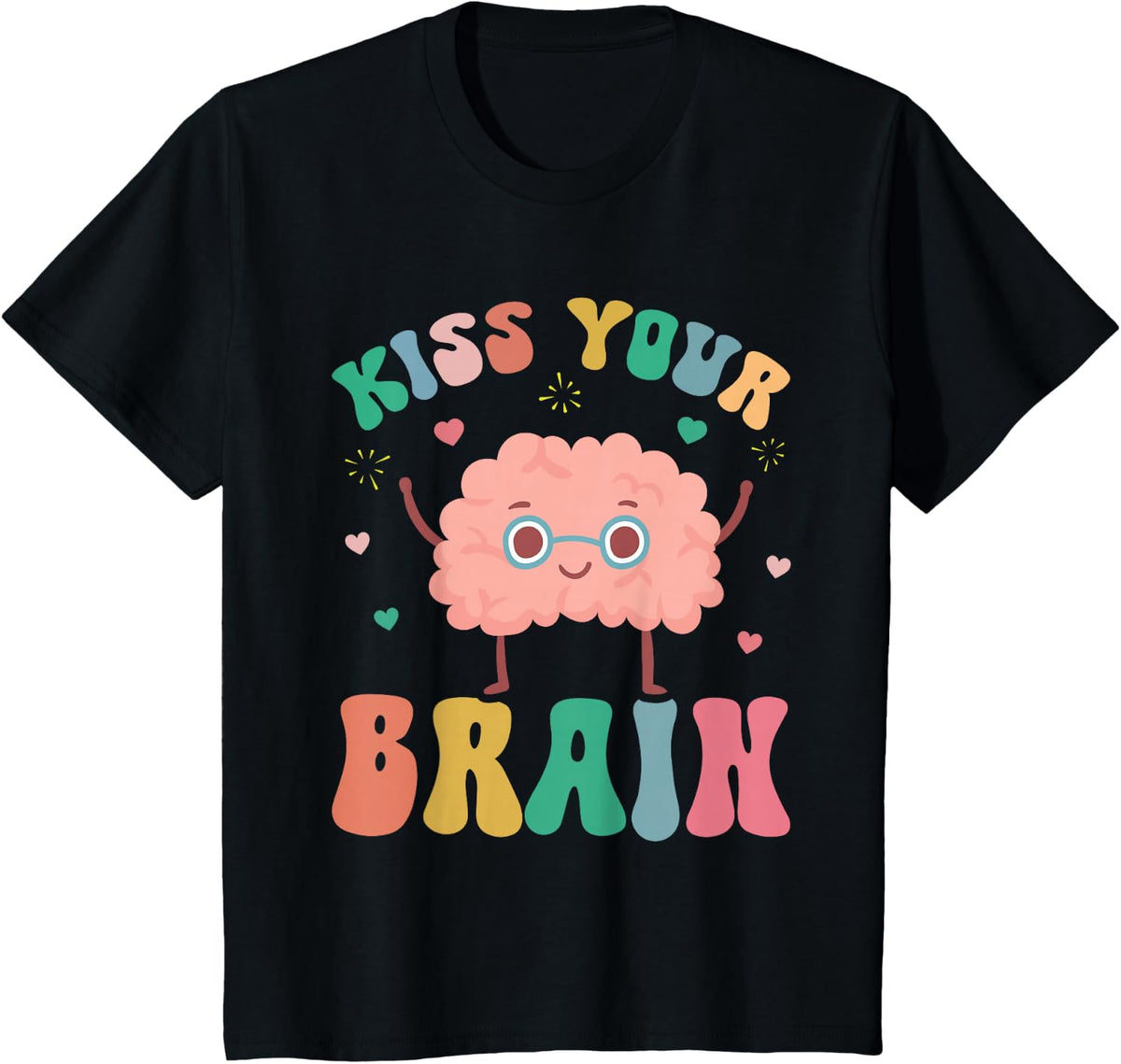 Teacher kiss your brain student Cute Funny Back To School T-Shirt - Black