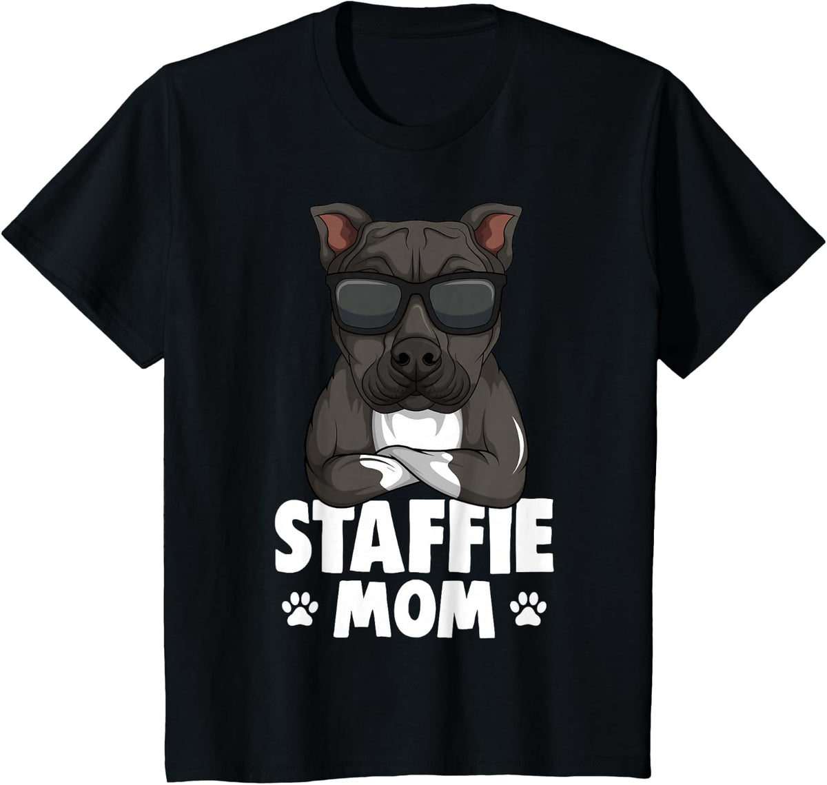 Staffordshire Bull Terrier Mom Staffie Dog T-Shirt for Men Women Girls Kids - Black