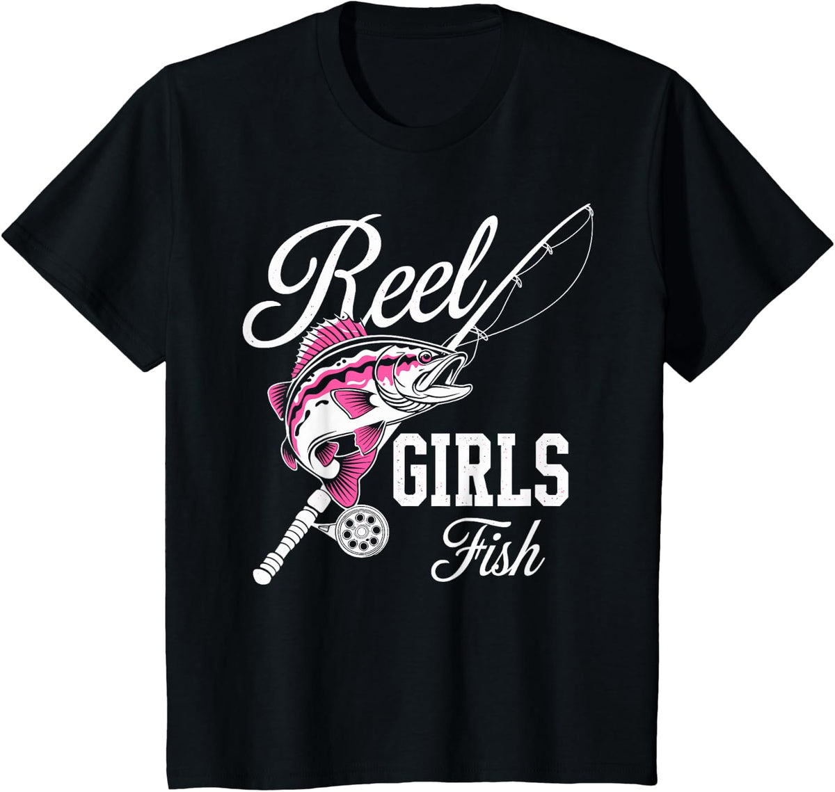 Reel Girls Fish Fisher Mom Bass Fishing Girl Fish Fan Funny T-Shirt - Black
