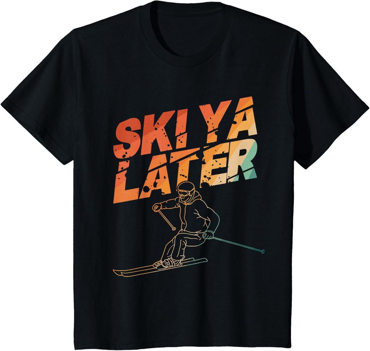 Ski Art For Men Women Snowboard Skiing Winter Snow Skiers T-Shirt - Black