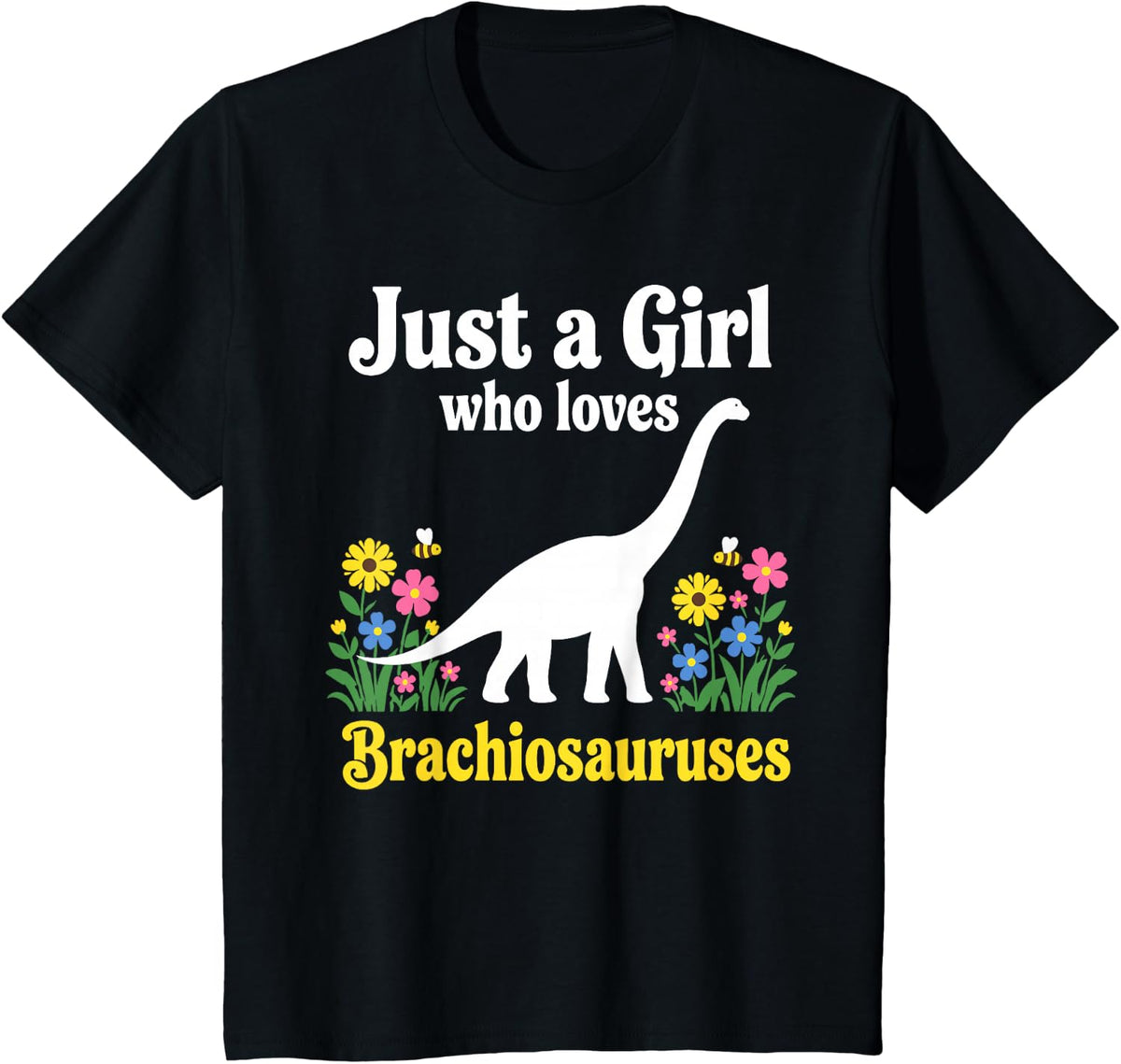 Brachiosaurus Design for Girls Kids Women Paleontologist T-Shirt - Black
