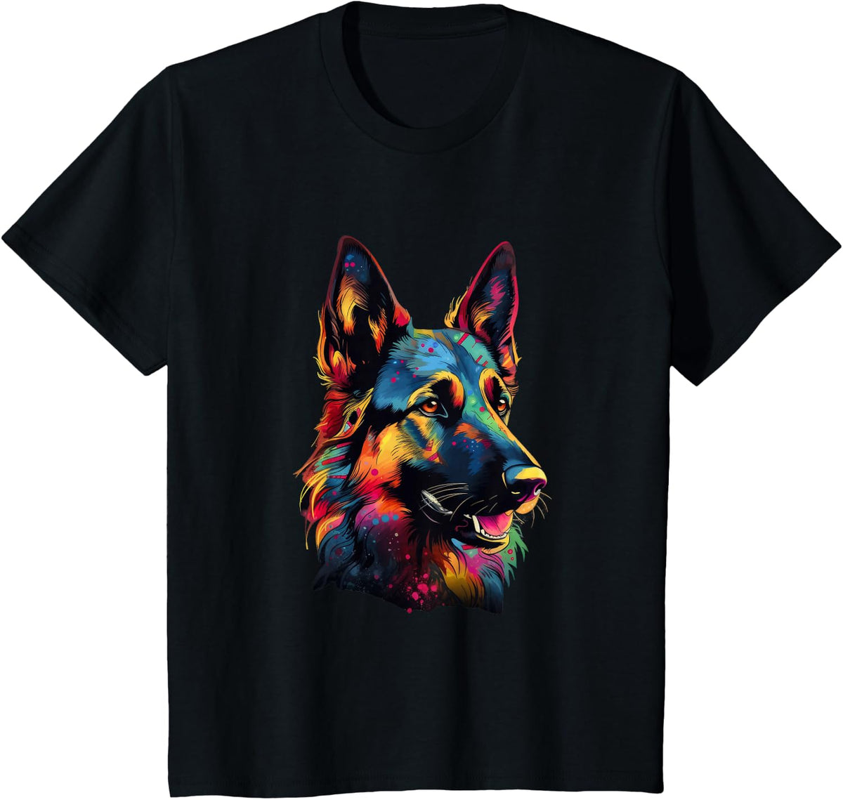 German Shepherd Lover Colorful Pop Art German Shepherd T-Shirt - Black