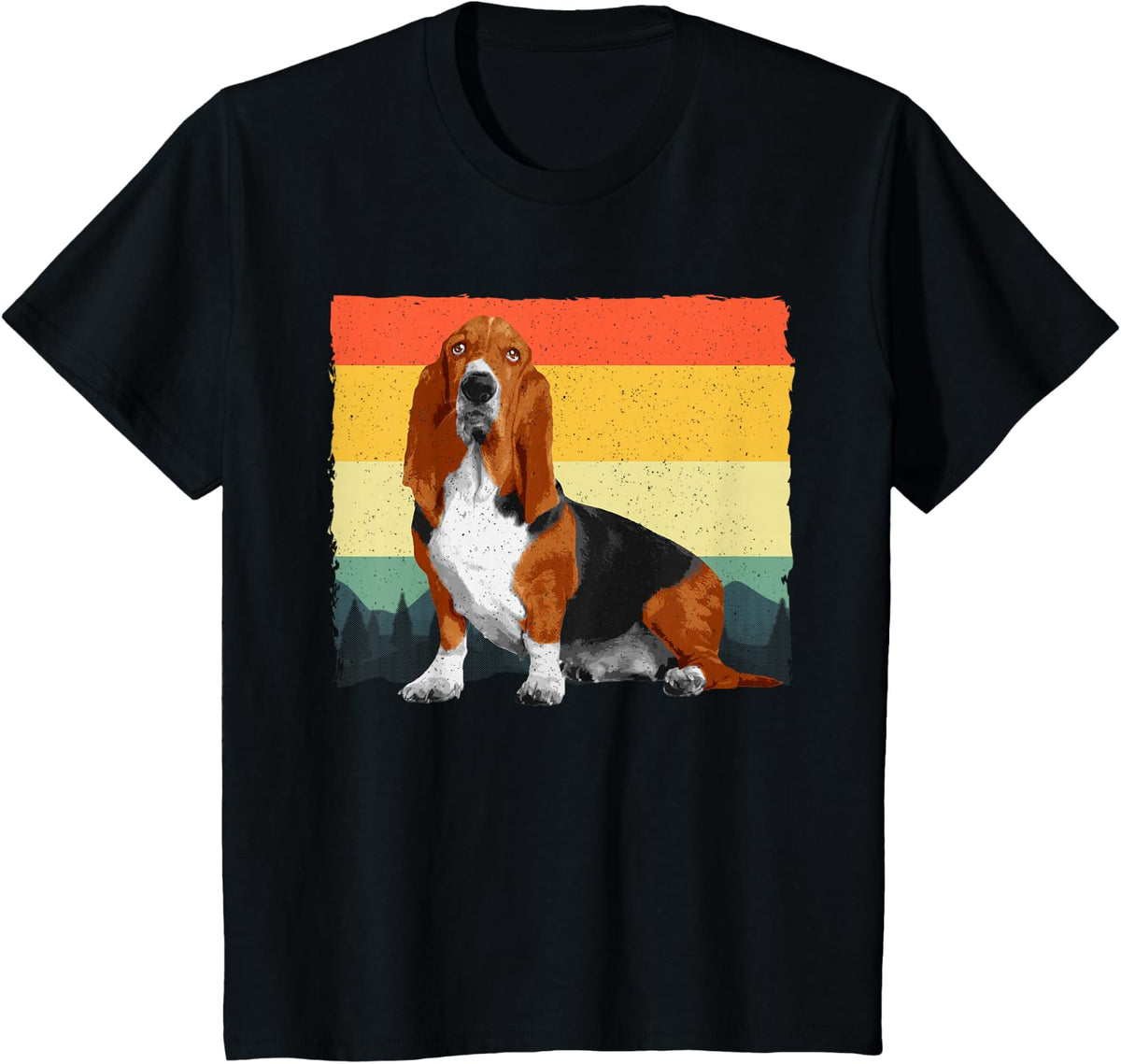 Retro Basset Hound Art For Men Women Kids Basset Hound Lover T-Shirt - Black