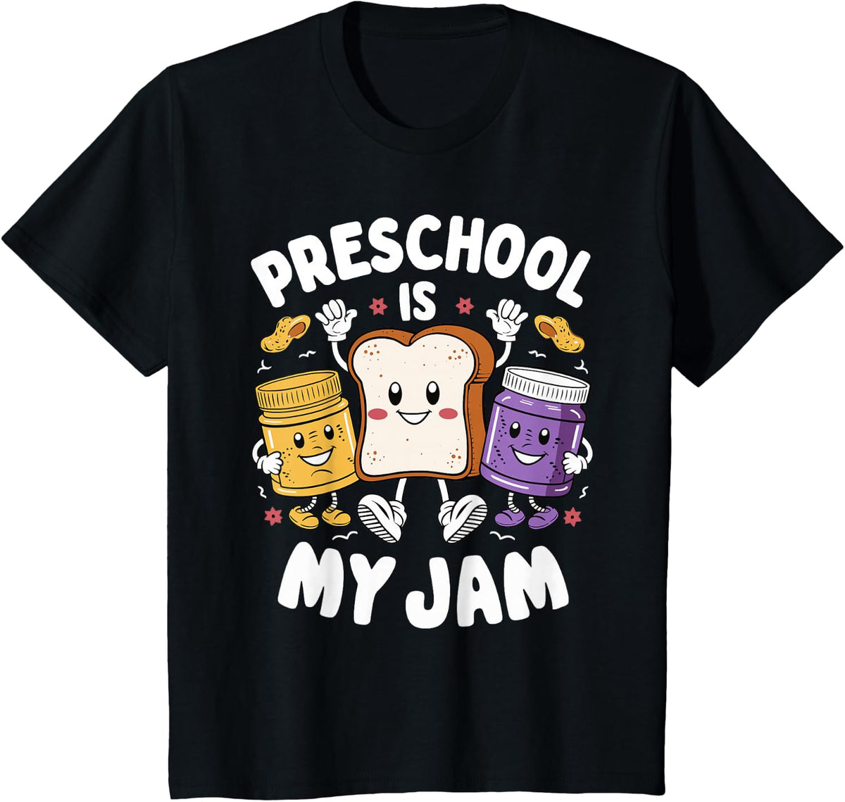 PRESCHOOL Is My Jam Teacher Student Peanut Butter & Jelly T-Shirt Tee - Black