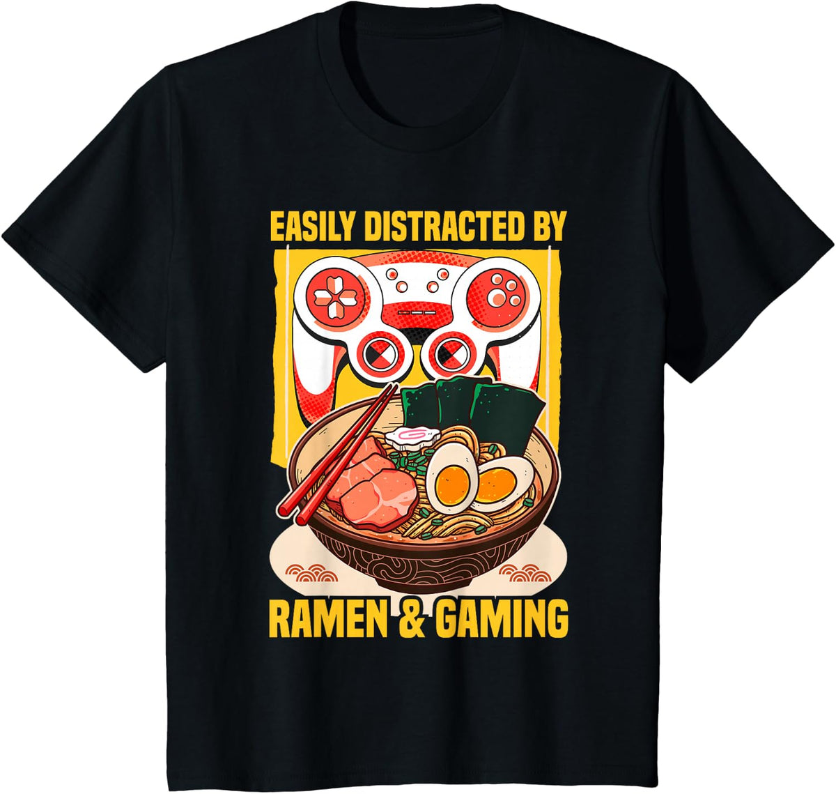 Anime Gaming Ramen Lover Gamer Men Women Kids T-Shirt - Black
