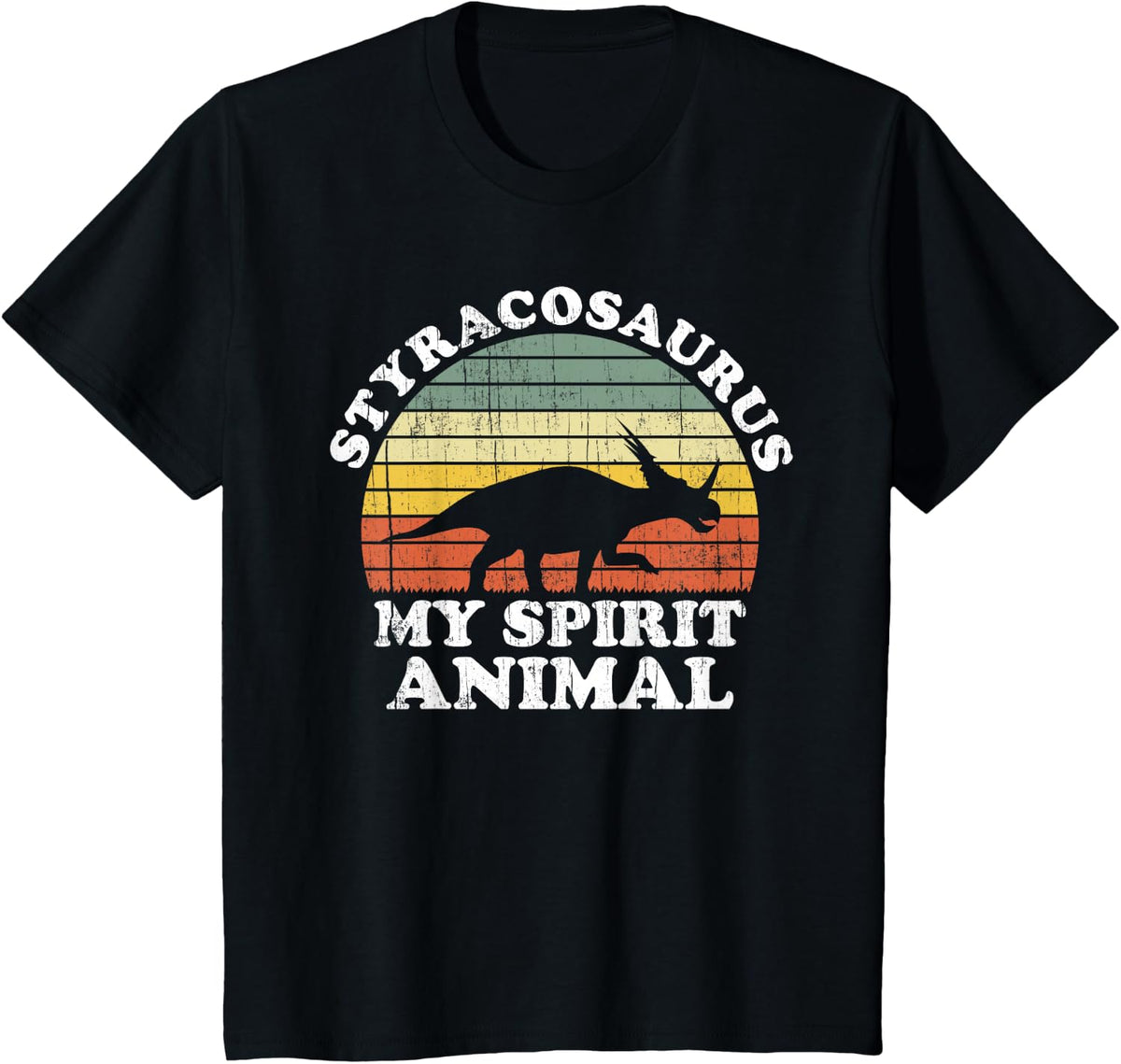 Styracosaurus Dinosaur Ghost Animal Paleontologist Gift T-Shirt - Black