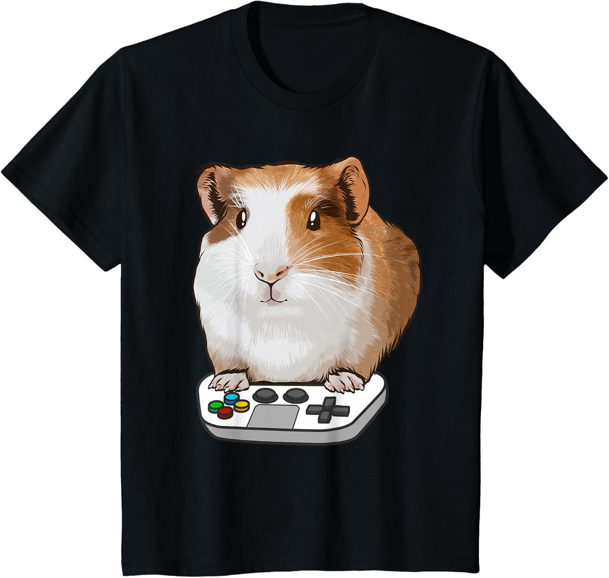 Cute Guinea Pig For Men Women Rodent Animal Gamer Controller T-Shirt - Black