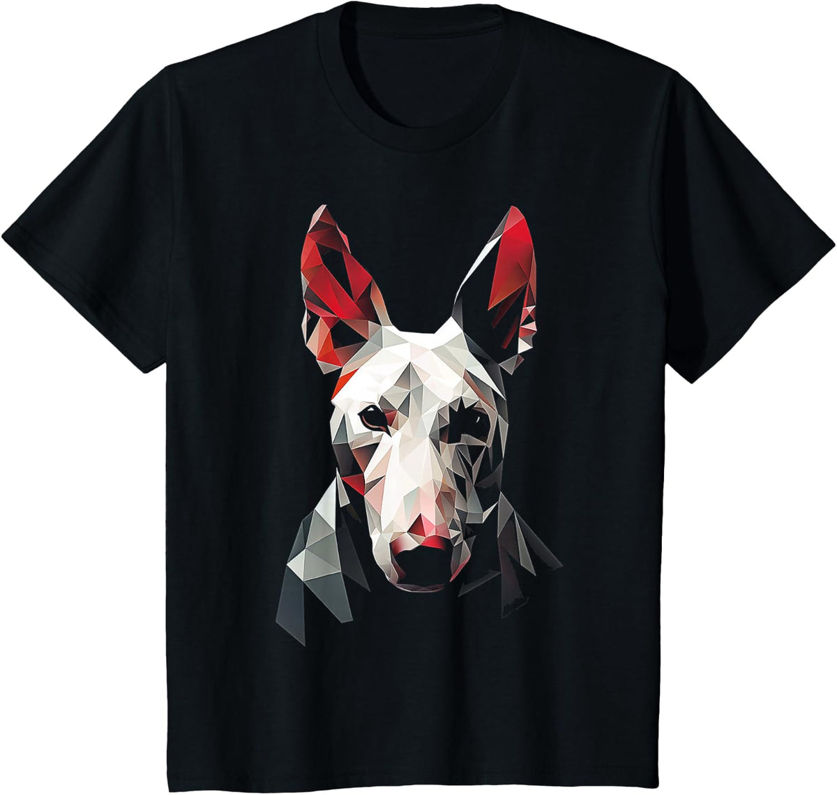 Bull Terrier Polygon Animal Pet Face Art Graphic Dog T-Shirt - Black