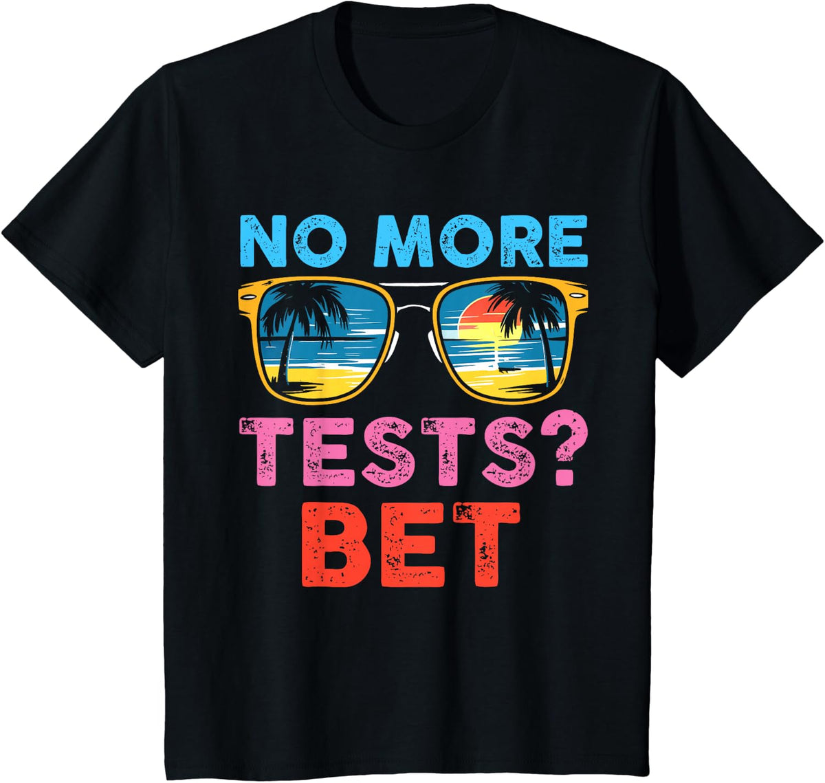 Funny Matching Sunglass Last Day of School Teacher Student T-Shirt - Black