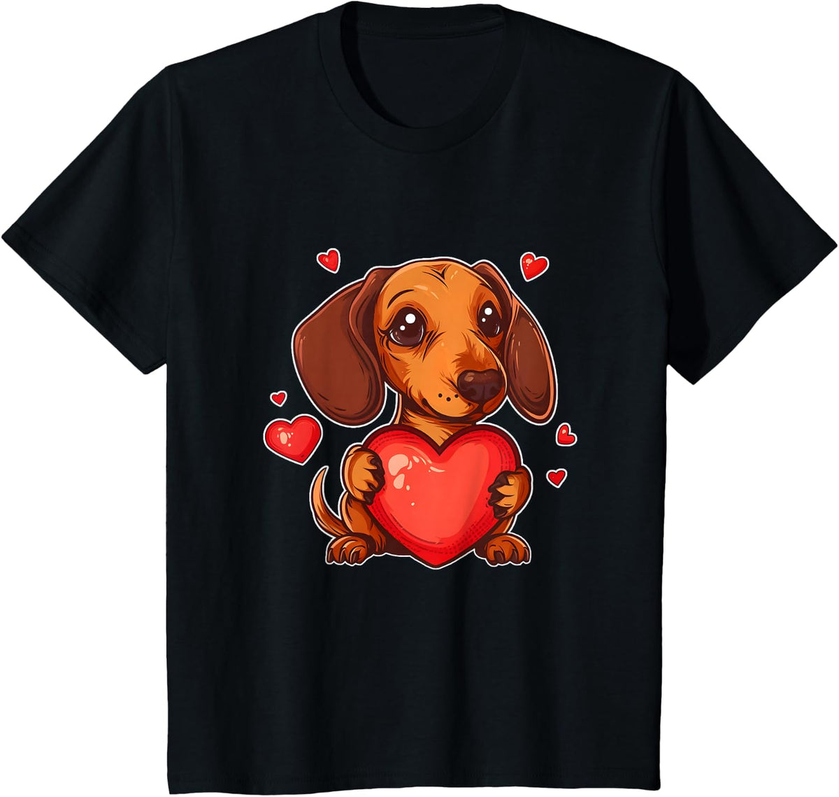 Dachshund valentine dog valentines day T-Shirt - Black
